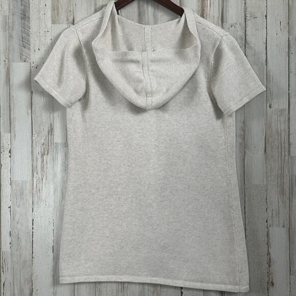 Pure Jill Open Front Cardigan Small Petite Hooded Minimalist Preppy 100% Cotton - Picture 2 of 9